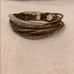 Sweet Lola Leather and Rhinestone Bracelet